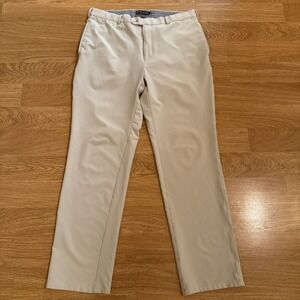 Peter Millar Wicking Pants Element Men's 36 (36x32) Beige Golf Pants Stretch
